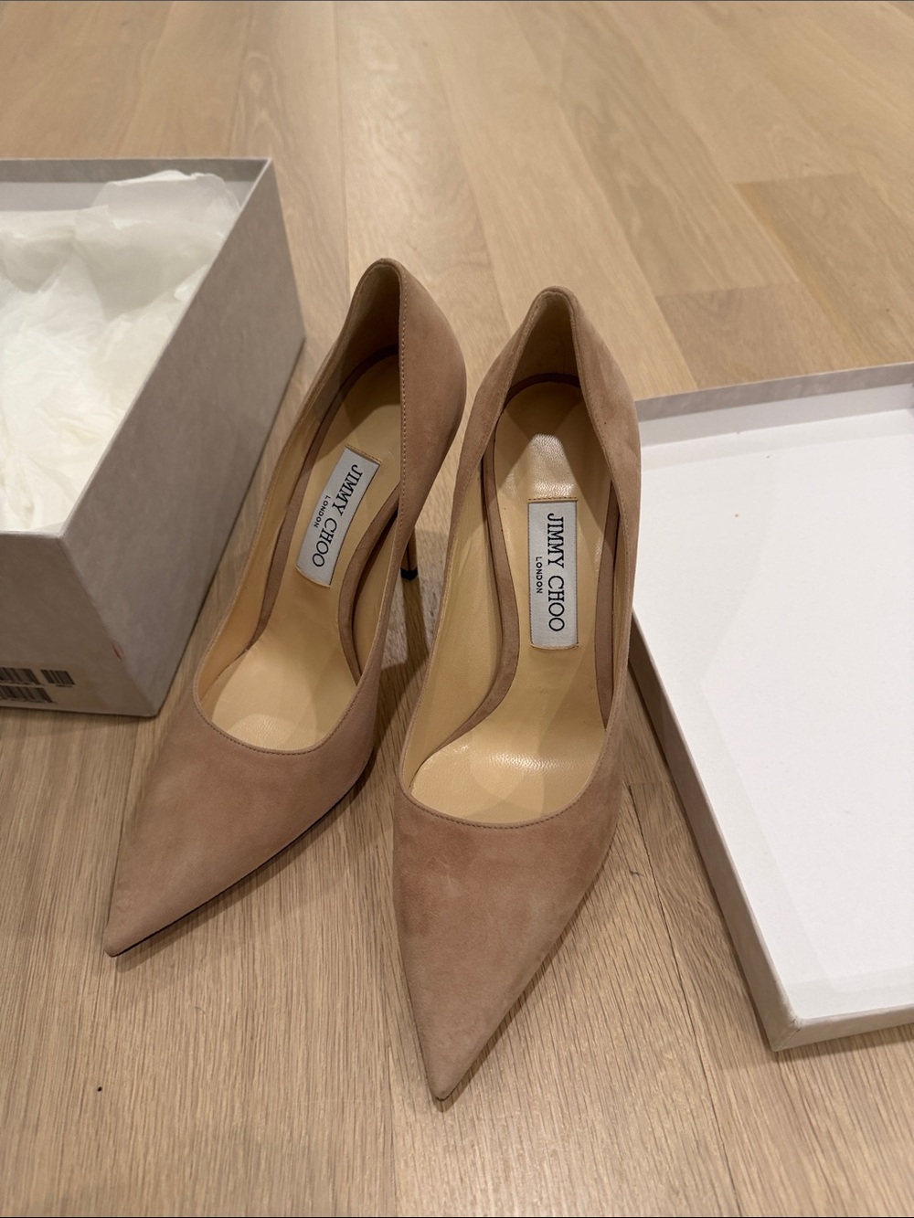 Jimmy Choo ballet pink love 100 suede pump; Pointed-Toe Pumps